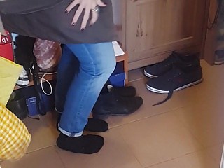 Cute blondie girl's boots cummed 3 - she wears them!